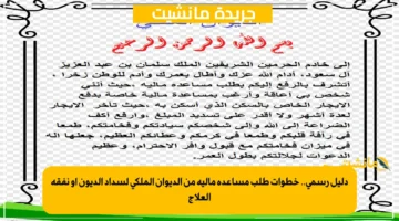 دليل رسمي.. خطوات طلب مساعدة مالية من الديوان الملكي لسداد الديون أو نفقة العلاج 1